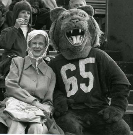 The University of St. Thomas mascot, Tommie, attending a football game, 1997. {plz update}